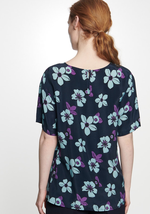 Kurzarm Cupro Shirtbluse in Dunkelblau |  Seidensticker Onlineshop