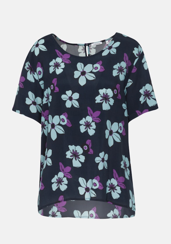 Kurzarm Cupro Shirtbluse in Dunkelblau |  Seidensticker Onlineshop