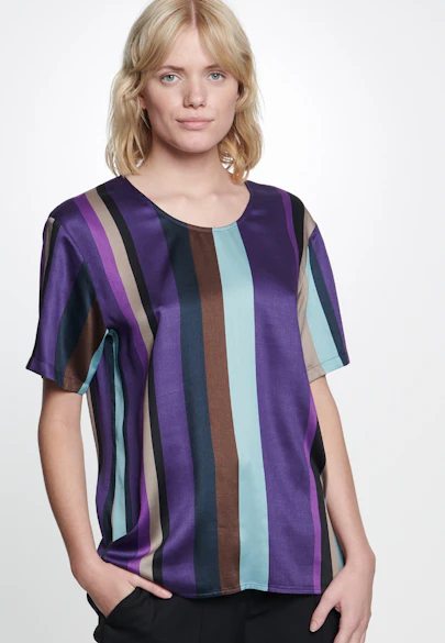 Regular fit Shirtbluse Streifen in Lila |  Seidensticker Onlineshop