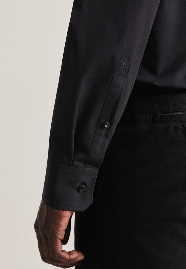 Non-iron Poplin Business Shirt in Slim with Kent-Collar in Black |  Seidensticker Onlineshop