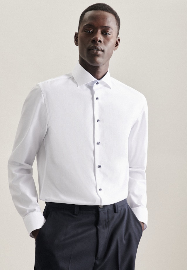 Non-iron Poplin Business Shirt in Slim with Kent-Collar in Light Blue |  Seidensticker Onlineshop