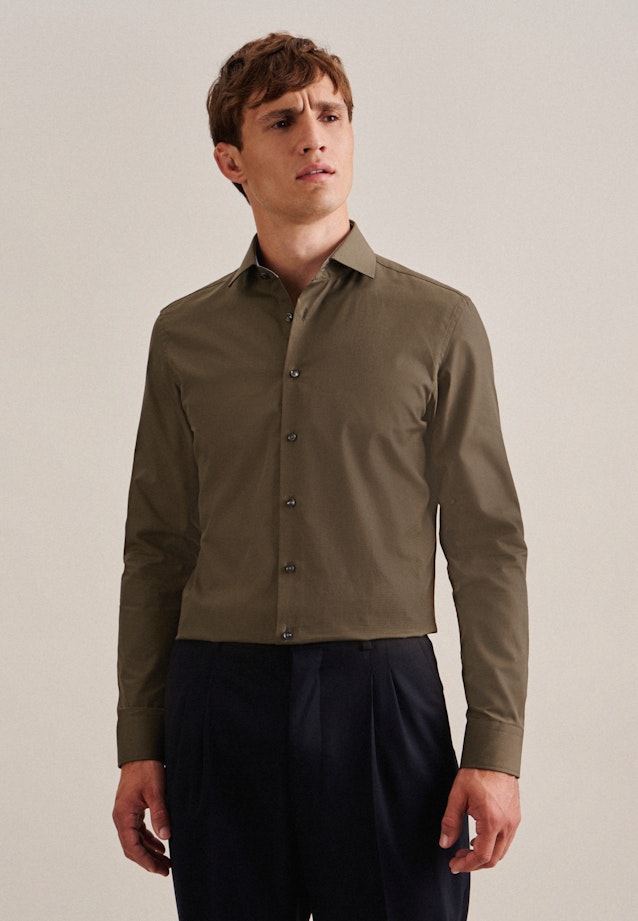 Non-iron Poplin Business Shirt in Slim with Kent-Collar in Green |  Seidensticker Onlineshop