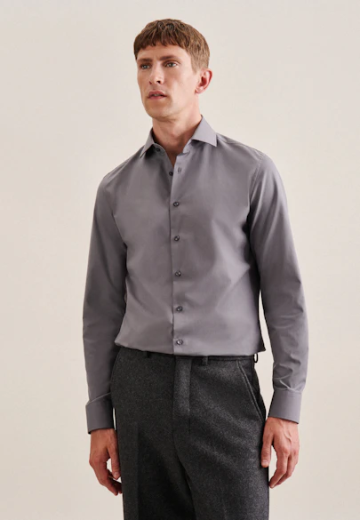 Slim Business shirt Uni in Grey |  Seidensticker Onlineshop