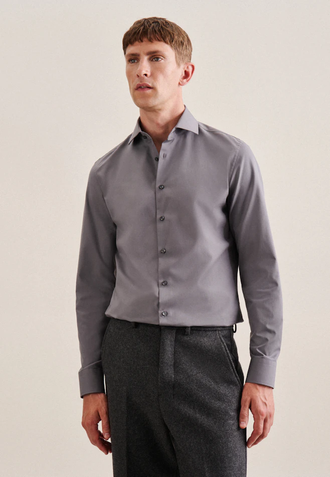 Slim Chemise d'affaires Uni dans Gris | Boutique en ligne Seidensticker