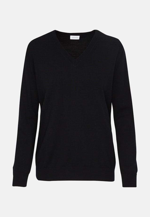 Gerader Schnitt (Normal-Fit) Pullover Uni in Noir |  Seidensticker Onlineshop