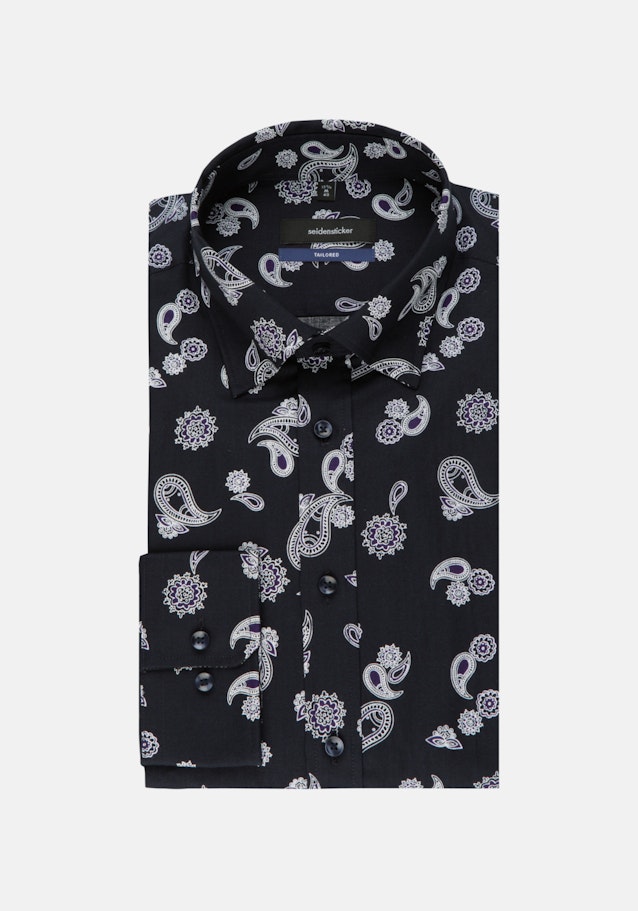 Twill Business Hemd in Shaped mit Covered-Button-Down-Kragen in Dunkelblau |  Seidensticker Onlineshop