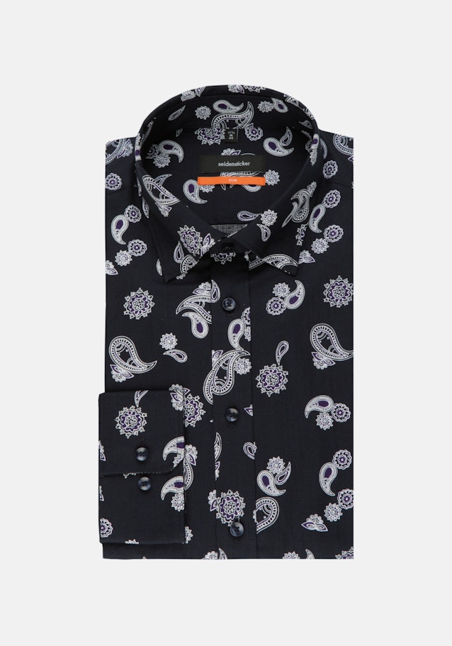 Twill Business Hemd in Slim mit Covered-Button-Down-Kragen in Dunkelblau |  Seidensticker Onlineshop