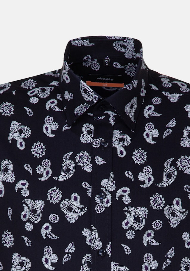 Business Shirt in Slim with Covered-Button-Down-Collar in Dark Blue |  Seidensticker Onlineshop