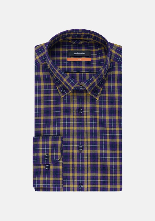 Easy-iron Twill Business overhemd in Slim with Button-Down-Kraag in Geel |  Seidensticker Onlineshop