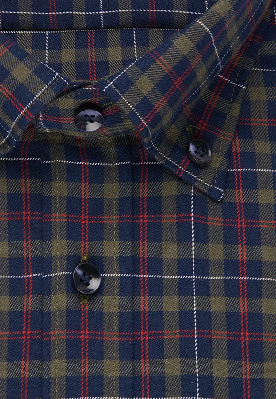 Bügelleichtes Twill Business Hemd in Shaped mit Button-Down-Kragen in Dunkelblau |  Seidensticker Onlineshop