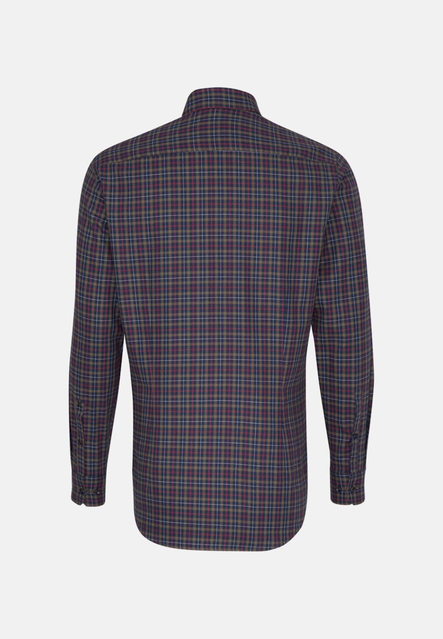 Bügelleichtes Twill Business Hemd in Shaped mit Button-Down-Kragen in Dunkelblau |  Seidensticker Onlineshop